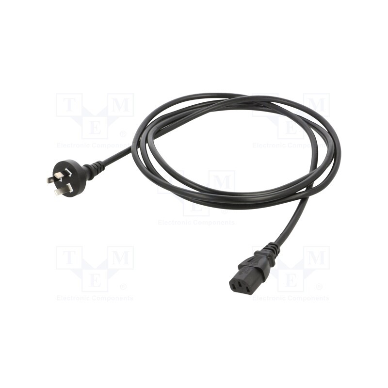 1 pcs x Qualtek Electronics - 374003-A01 - Cable, 3x1mm2, AS 3112 (I) plug,IEC C13 female, PVC, 2.5m, black