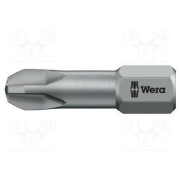 1 pcs x WERA - 5056525001 - Screwdriver bit, Phillips, PH3, Overall len: 25mm, TORSION