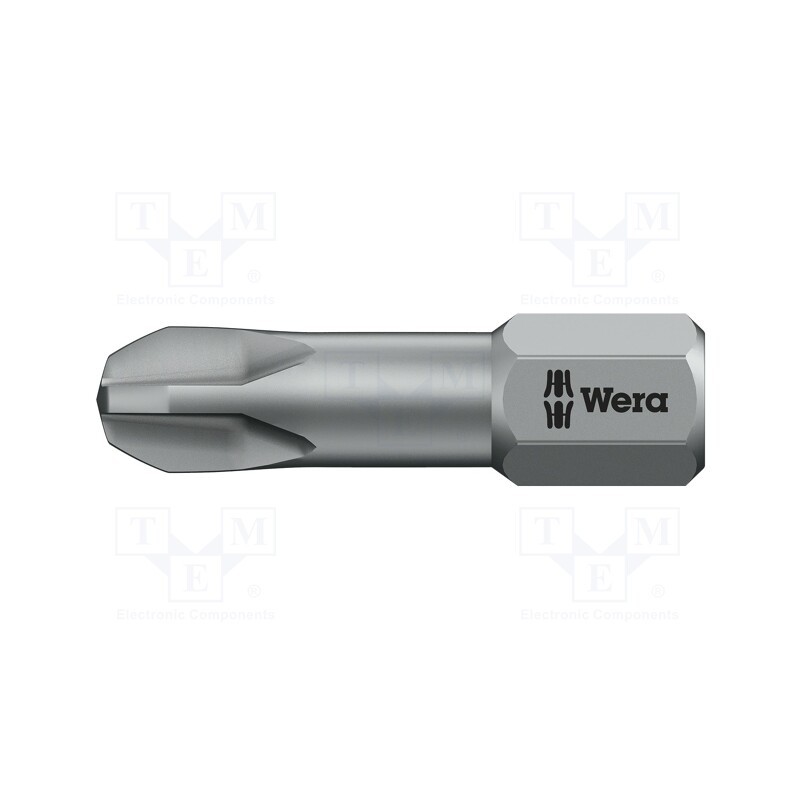 1 pcs x WERA - 5056525001 - Screwdriver bit, Phillips, PH3, Overall len: 25mm, TORSION