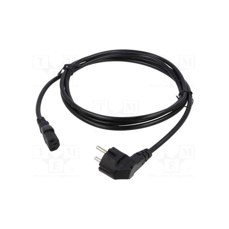 1 pcs x Qualtek Electronics - 367003-D01 - Cable, 3x1mm2, CEE 7/7 (E/F) plug angled,IEC C13 female, PVC
