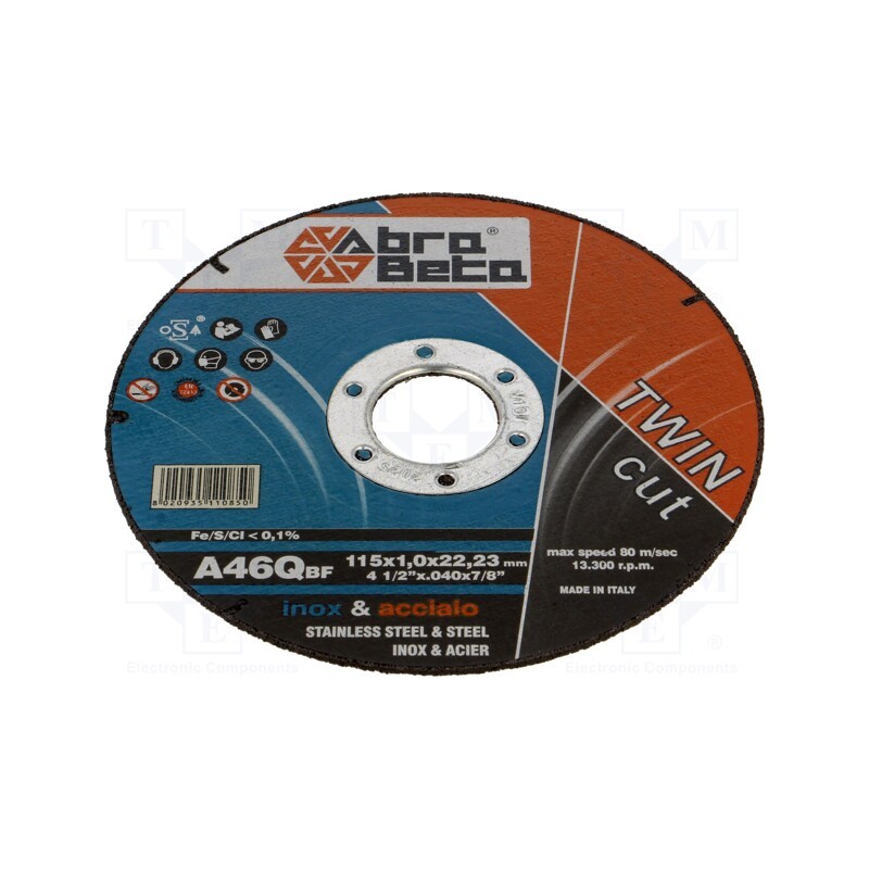 1 pcs x ABRA BETA - 300115 - Cutting wheel, Ø: 115mm, Øhole: 22.23mm, Disc thick: 1mm