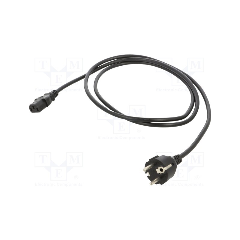 1 pcs x Qualtek Electronics - 364018-01 - Cable, 3x1mm2, CEE 7/7 (E/F) plug,IEC C13 female, PVC, 1.8m, 10A