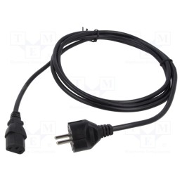 1 pcs x Qualtek Electronics - 364002-D01 - Cable, 3x1mm2, CEE 7/7 (E/F) plug,IEC C13 female, PVC, 2.5m, 10A