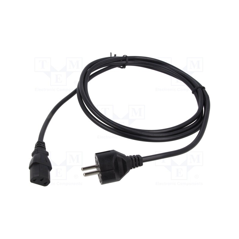 1 pcs x Qualtek Electronics - 364002-D01 - Cable, 3x1mm2, CEE 7/7 (E/F) plug,IEC C13 female, PVC, 2.5m, 10A