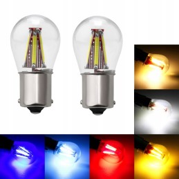 Led 4 cob filament py21w bau15s white 12v 24v