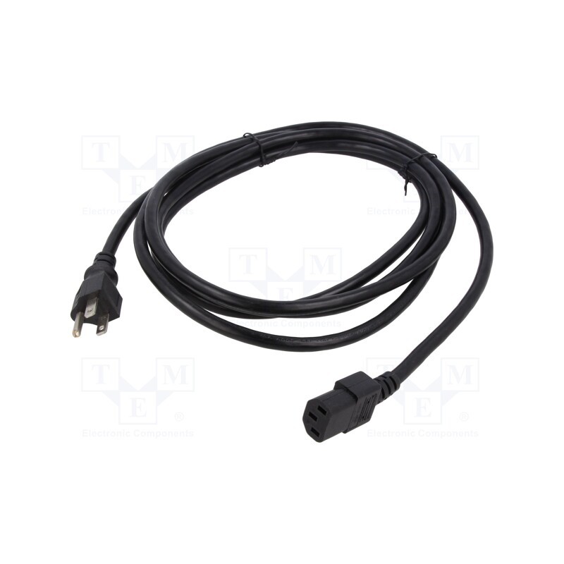 1 pcs x Qualtek Electronics - 338010-01 - Cable, 3x16AWG, IEC C15 female,NEMA 5-15 (B) plug, PVC, 2.3m