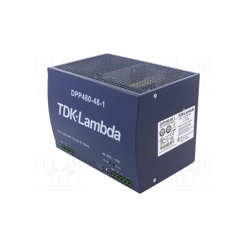 1 pcs x TDK-LAMBDA - DPP480-48-1 - Power supply: switched-mode, for DIN rail, 480W, 48VDC, 10A, 90%