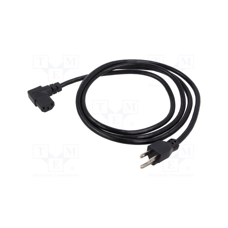 1 pcs x Qualtek Electronics - 313011-01 - Cable, 3x16AWG, IEC C13 female 90°,NEMA 5-15 (B) plug, PVC, 2.3m