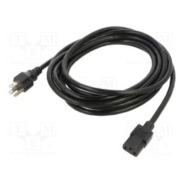 1 pcs x Qualtek Electronics - 312127-01 - Cable, 3x18AWG, IEC C13 female,NEMA 5-15 (B) plug, PVC, 4.6m