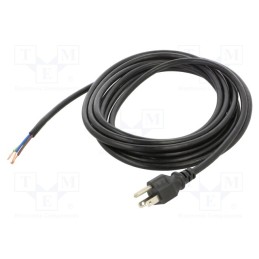 1 pcs x Qualtek Electronics - 311276-01 - Cable, 3x18AWG, NEMA 5-15 (B) plug,wires, PVC, 4.6m, black, 10A
