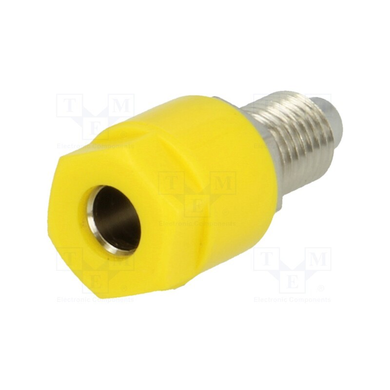 2 pcs x ELECTRO-PJP - 3230-I-GE - Socket, 4mm banana, 36A, 60VDC, Cutout: Ø8mm, yellow, nickel plated