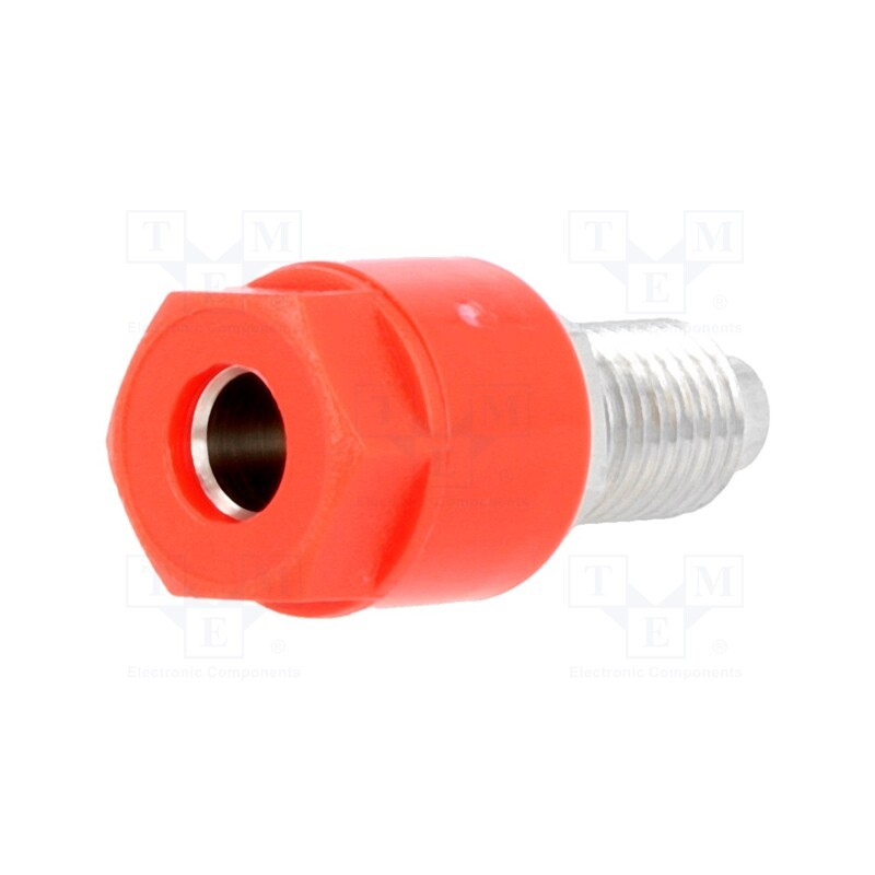 2 pcs x ELECTRO-PJP - 3230-I-RT - Socket, 4mm banana, 36A, 60VDC, Cutout: Ø8mm, red, nickel plated
