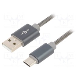 1 pcs x GEMBIRD - CC-USB2S-AMMBM-2M-BG - Cable, USB 2.0, USB A plug,USB B micro plug, 2m, grey, 480Mbps