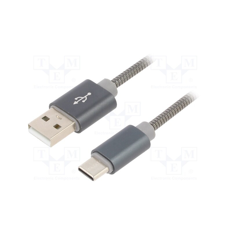 1 pcs x GEMBIRD - CC-USB2S-AMMBM-2M-BG - Cable, USB 2.0, USB A plug,USB B micro plug, 2m, grey, 480Mbps