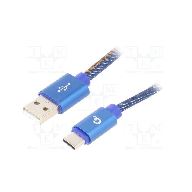 1 pcs x GEMBIRD - CC-USB2J-AMCM-1M-BL - Cable, USB 2.0, USB A plug,USB C plug, gold-plated, 1m, blue