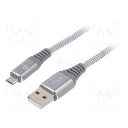 1 pcs x GEMBIRD - CC-USB2B-AMMBM-1M-WB2 - Cable, USB 2.0, USB A plug,USB B micro plug, gold-plated, 1m