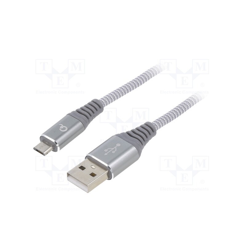 1 pcs x GEMBIRD - CC-USB2B-AMMBM-1M-WB2 - Cable, USB 2.0, USB A plug,USB B micro plug, gold-plated, 1m