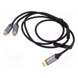 1 pcs x VENTION - BGVHD - Cable, RCA socket x2,USB C plug, gold-plated, 0.5m, black, 29AWG