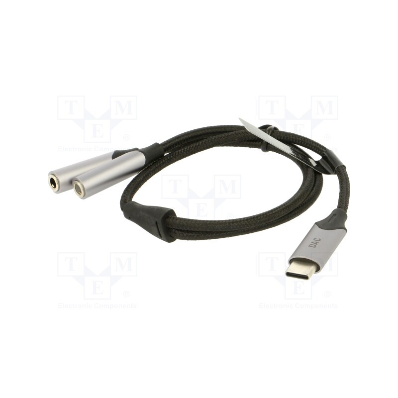 1 pcs x VENTION - BGPHY - Cable, Jack 3.5mm socket x2,USB C plug, nickel plated, 0.3m