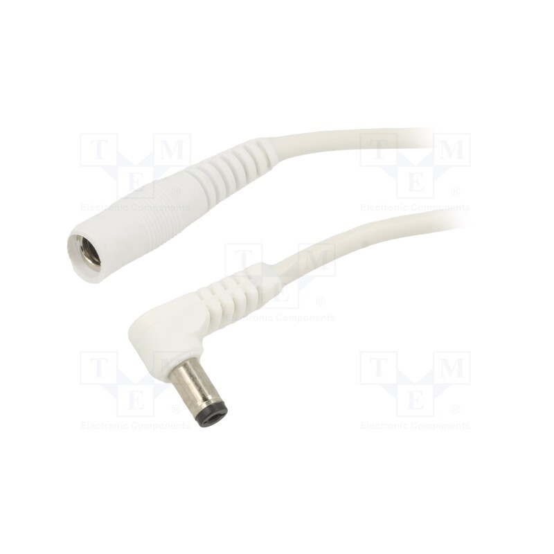1 pcs x WEST POL - A25-C25-C100-200WH - Cable, 1x1mm2, DC 5,5/2,5 plug,DC 5,5/2,5 socket, angled, white