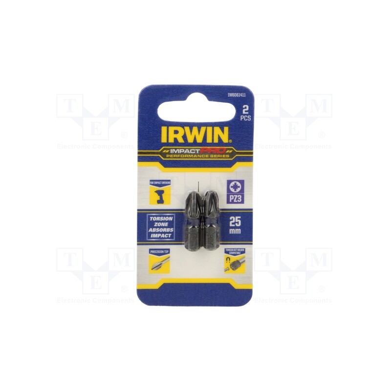 1 pcg x IRWIN - IW6061411 - Screwdriver bit, Pozidriv®, PZ3, Mounting: 1/4' (C6,3mm), 2pcs.