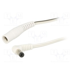 1 pcs x WEST POL - A25-C21-T050-150WH - Cable, 2x0.5mm2, DC 5,5/2,1 socket,DC 5,5/2,5 plug, angled, 1.5m