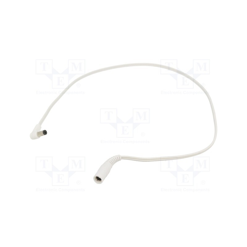 1 pcs x WEST POL - A25-C21-T050-050WH - Cable, 2x0.5mm2, DC 5,5/2,1 socket,DC 5,5/2,5 plug, angled, 0.5m