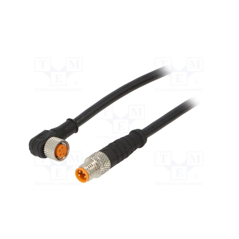 1 pcs x LUTRONIC - 0810 0805 04 301 0,6M - Connection lead, M8, PIN: 4, 0.6m, plug, 50VAC, 4A, -25÷80°C, PUR