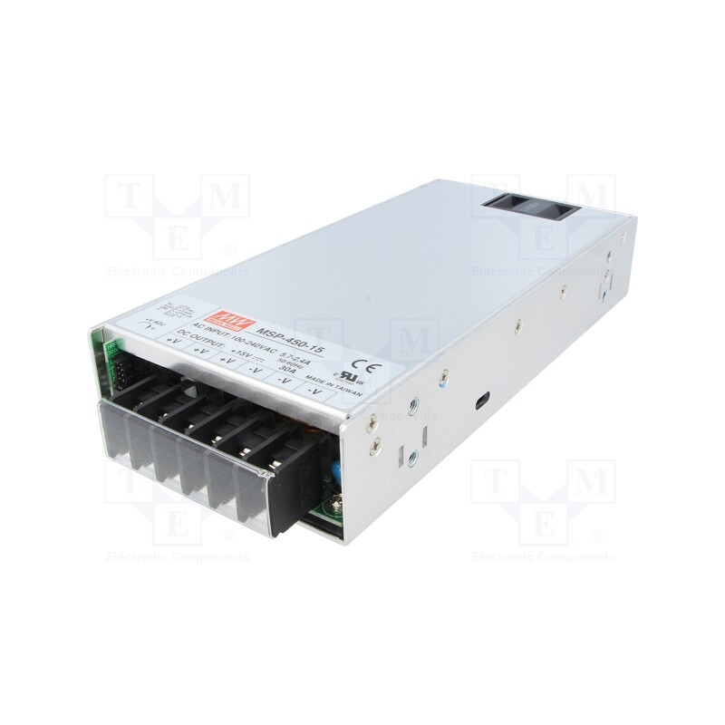 1 pcs x MEAN WELL - MSP-450-15 - Power supply: switched-mode, for building in,modular, 450W, 30A