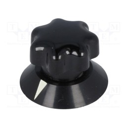 1 pcs x MENTOR - 321.611 - Knob, with pointer, ABS, Øshaft: 6mm, Ø25x22mm, black, Shaft: smooth