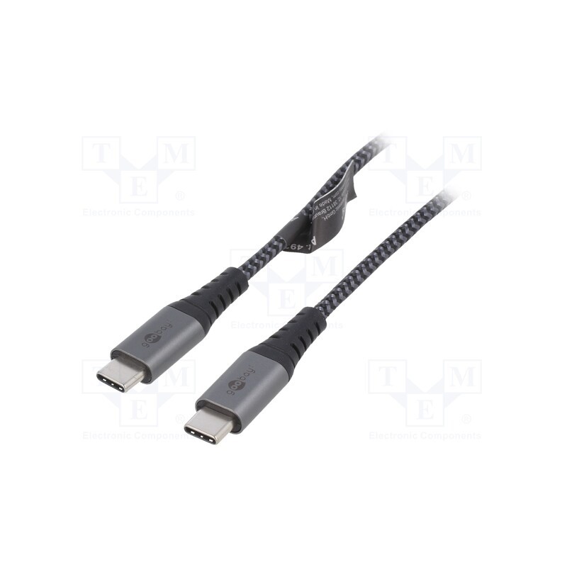 1 pcs x Goobay - 49301 - Cable, USB 2.0, USB C plug,both sides, 0.5m, 480Mbps, textile