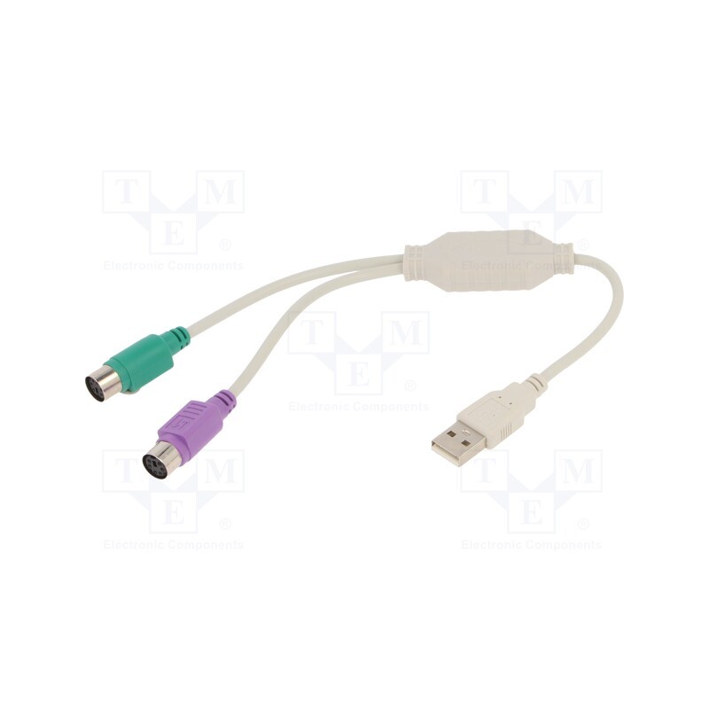 1 pcs x GEMBIRD - UAPS12 - Adapter, USB 2.0, PS/2 socket x2,USB A plug, 0.3m, white, white