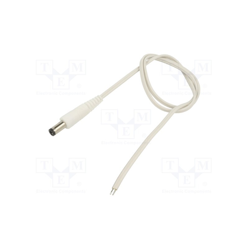 1 pcs x WEST POL - P25-TT-T035-050WH - Cable, 2x0.35mm2, wires,DC 5,5/2,5 plug, straight, white, 0.5m