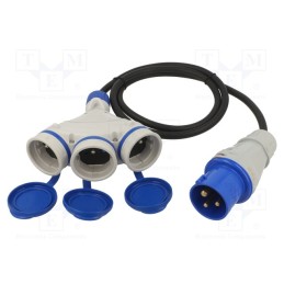 1 pcs x KEL - W-99930 - Extension lead, 3x2.5mm2, Sockets: 3, rubber, black, 1.5m, 16A