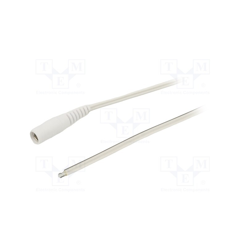 1 pcs x WEST POL - S21-TT-T050-500WH - Cable, 2x0.5mm2, wires,DC 5,5/2,1 socket, straight, white, 5m