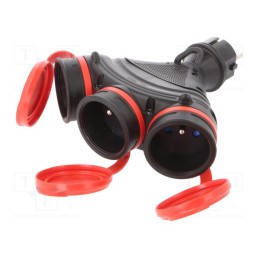 1 pcs x KEL - W-01152 - Power splitter, Sockets: 3, 16A, EXTREM, black,red