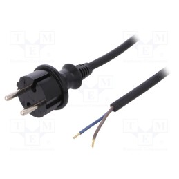 1 pcs x PLASTROL - W-97235 - Cable, 2x1mm2, CEE 7/17 (C) plug,wires, PVC, 4.5m, black, 16A, 250V