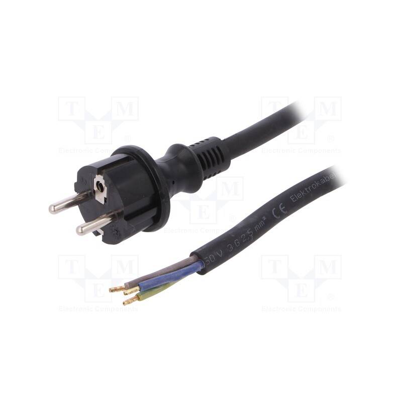 1 pcs x PLASTROL - W-97218 - Cable, 3x2.5mm2, CEE 7/7 (E/F) plug,wires,SCHUKO plug, rubber
