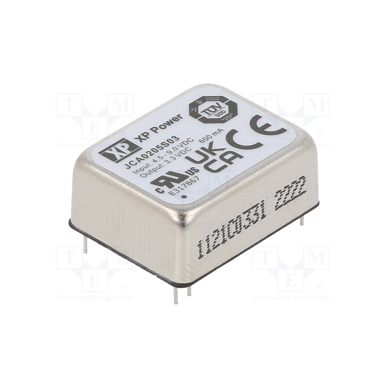 1 pcs x XP POWER - JCA0205S03 - Converter: DC/DC, 2W, Uin: 4.5÷9V, Uout: 3.3VDC, Iout: 600mA, 300kHz
