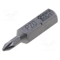 1 pcs x WERA - 5056805001 - Screwdriver bit, Pozidriv®, PZ0, Overall len: 25mm