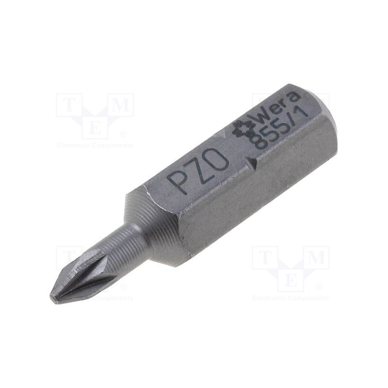 1 pcs x WERA - 5056805001 - Screwdriver bit, Pozidriv®, PZ0, Overall len: 25mm
