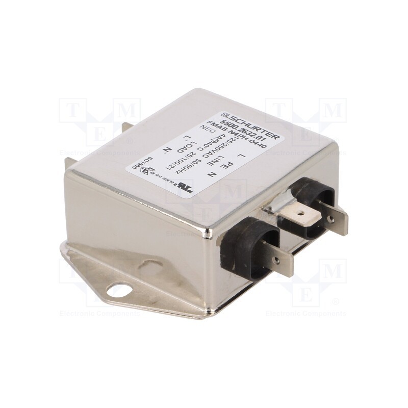 1 pcs x SCHURTER - 5500.2632.01 - Filter: anti-interference, 250VAC, Ioper.max: 4A, Ir: 0.5mA