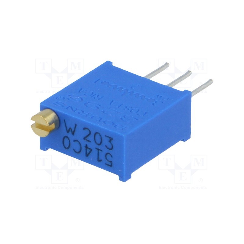 1 pcs x BOURNS - 3296W-1-203LF - Potentiometer: mounting, multiturn, 20kΩ, 500mW, THT, ±10%, linear