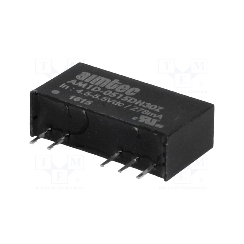 1 pcs x AIMTEC - AM1D-0515DH30Z - Converter: DC/DC, 1W, Uin: 4.5÷5.5V, Uout: 15VDC, Uout2: -15VDC, SIP7