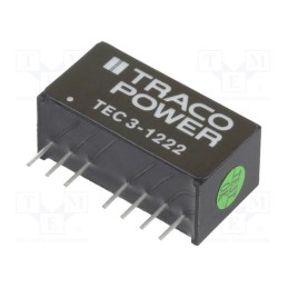 1 pcs x TRACO POWER - TEC 3-1222 - Converter: DC/DC, 3W, Uin: 9÷18V, Uout: 12VDC, Uout2: -12VDC, SIP8