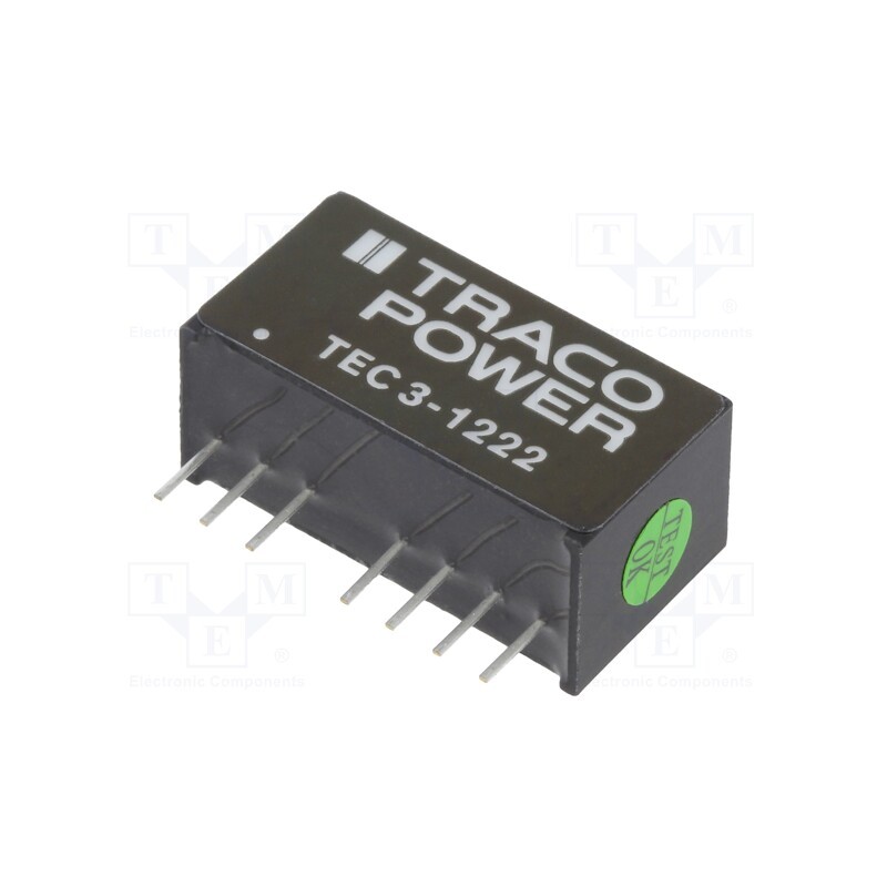 1 pcs x TRACO POWER - TEC 3-1222 - Converter: DC/DC, 3W, Uin: 9÷18V, Uout: 12VDC, Uout2: -12VDC, SIP8