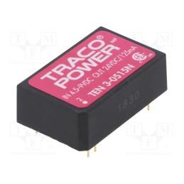 1 pcs x TRACO POWER - TEN 3-0515N - Converter: DC/DC, 3W, Uin: 4.5÷9V, Uout: 24VDC, Iout: 125mA, DIP24