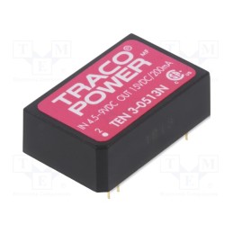 1 pcs x TRACO POWER - TEN3-0513N - Converter: DC/DC, 3W, Uin: 4.5÷9V, Uout: 15VDC, Iout: 200mA, DIP24