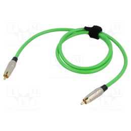 1 pcs x TASKER - TK501PSF-V - Cable, RCA plug,both sides, 1m, Plating: gold-plated, green