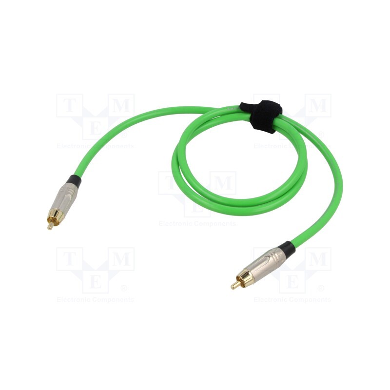 1 pcs x TASKER - TK501PSF-V - Cable, RCA plug,both sides, 1m, Plating: gold-plated, green